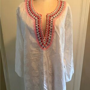 Lilly Pulitzer Embroidered White Tunic Top